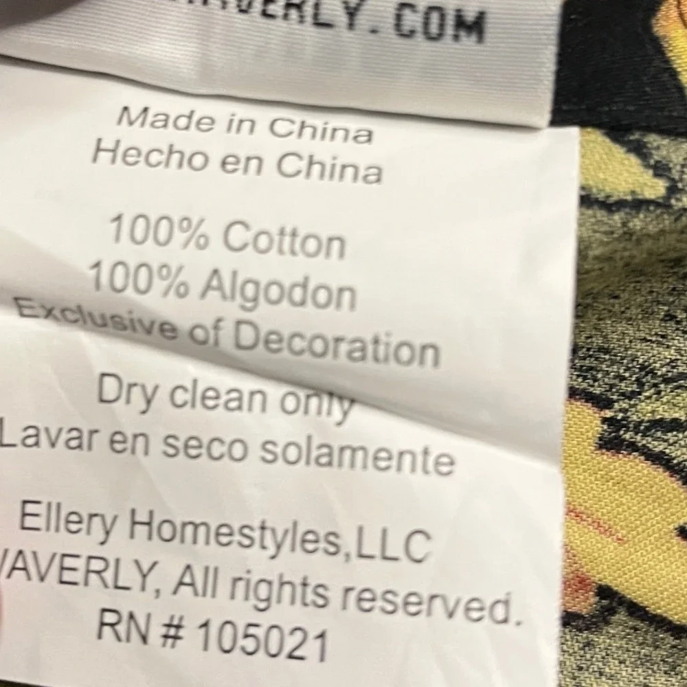 Waverly Felicite Noir Scallop Valance W/ Trim Black Floral 48